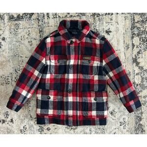 Polo Ralph Lauren Kids Boys Full Zip Wool Blend Jacket Coat Plaid Size 5 Preppy